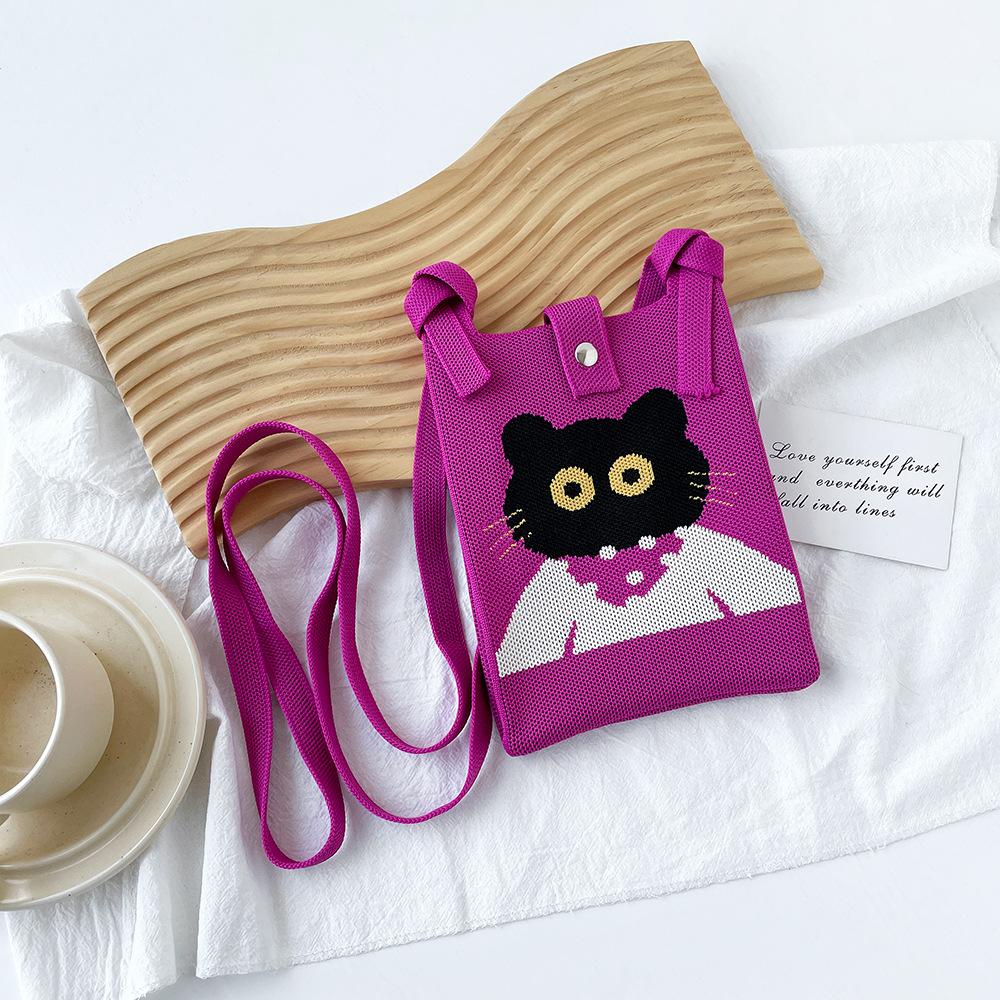 Cute And Sweet Knitted Mobile Phone Bag Shoulder Crossover Handheld Premium Mini Small Bag Mobile Phone Bag