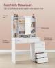VASAGLE LED Lighting Dressing Table with Adjustable Brightness Dressing Table with Mirror Cosmetic Table with Drawers Open Compartments Adjustable