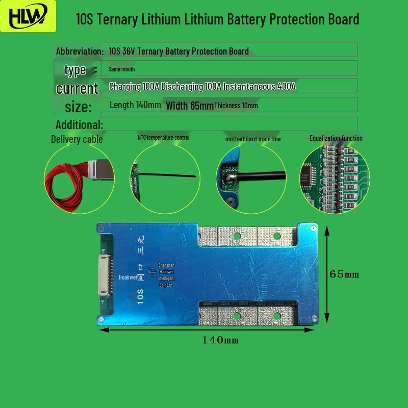 10S 18650 Lithium Battery Protection & Equalization Board for 36V Lawn Mowers, Electric Skateboards, and Two-Wheelers
