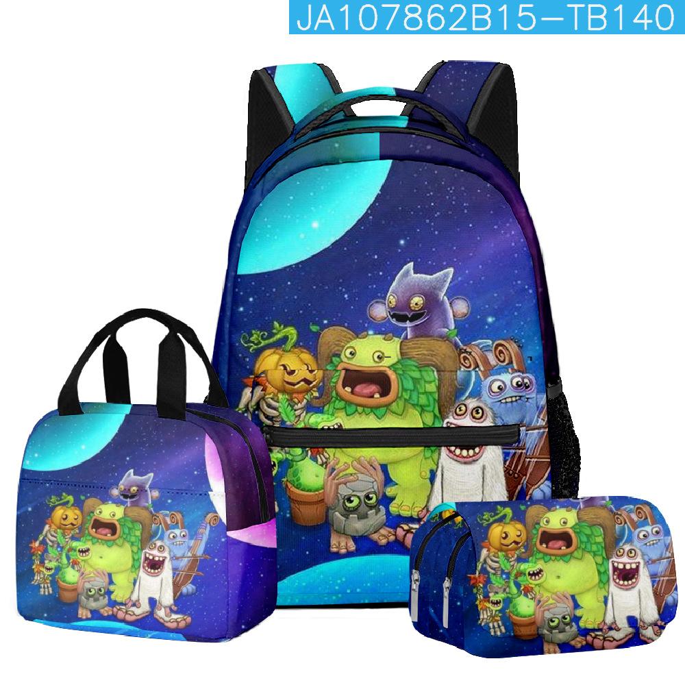 Classique Populaire Nouveauté my singing monsters Impression 3D 3 pièces/Ensemble étudiant Sacs d'école Carnet de voyage Sac à dos Sac à lunch Trousse à crayons