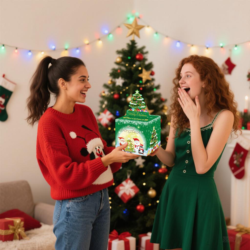 Christmas Tree Gift Box With Unique Theme For Christmas Or Holiday Presents