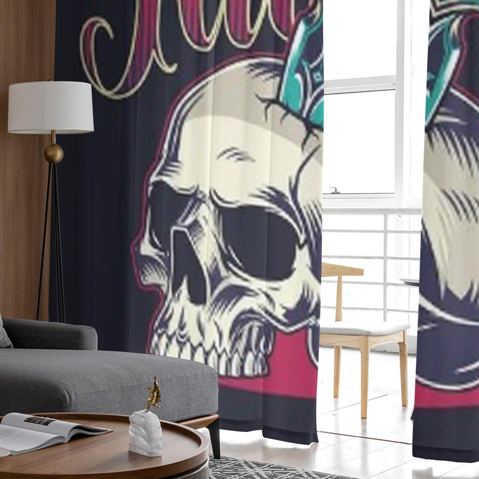 Тату салон Винтаж красочный череп шифон прозрачные шторы для гостиной спальня украшение — фото 3