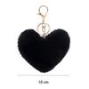 Love Heart Plush Bag Pendant Fluffy Ball Car Key Ring Imitation Rabbit Fur Solid Color Key Chain Bag Accessories