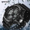SANDA 3168 White Sport Watch LED Digital 50M Waterproof Watch Men Multifunction Clock Relogio Masculino Men Military Watches