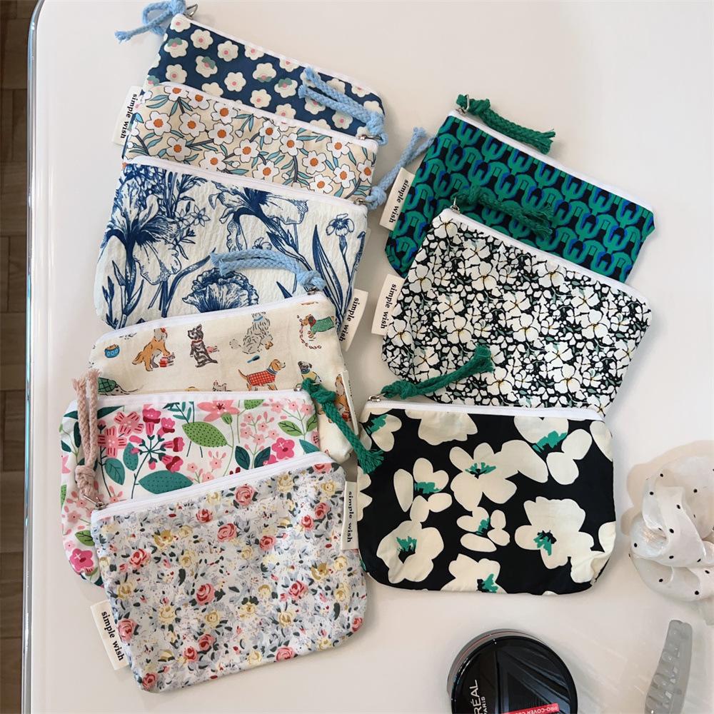 Cotton Change Bag Floral Mini Cotton Bag Card Bag Air Cushion Lipstick Storage Bag Convenient