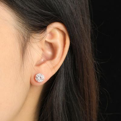 All-match Fresh Korean Version of Cat Eye Stone Earrings Four-claw Round Single-diamond Earrings