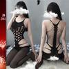 Passionate Sheer Lingerie Set: Fishnet Stockings & Crotchless Bodysuit
