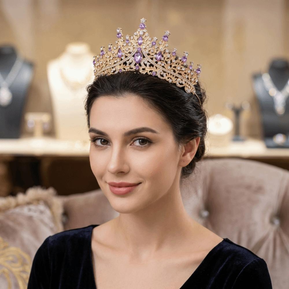 Funkelnde Barock-Königinnen-Diademe Elegantes Strass-Diadem Braut-Hochzeits-Kopfschmuck Braut