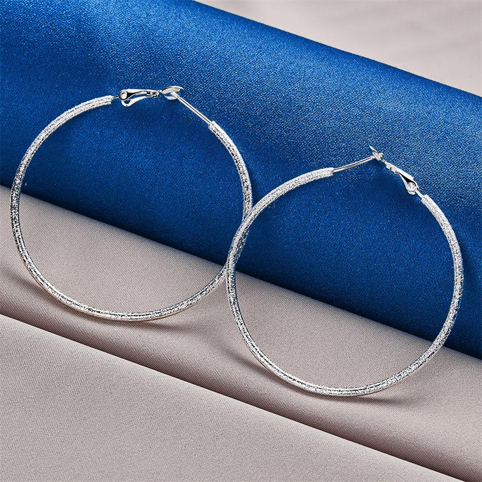 Elegant 925 Sterling Silver 50mm Luxurious Fine Sparkle Large Round Earrings for Women, Wedding Fashion Gift Jewelry