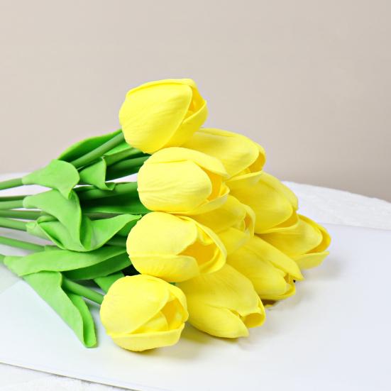 10Pcs Artificial Tulip Flower Home Office Party Realistic Fake Flower Branch Table Centerpiece Decoration Mother's Day Valentine's Day Easter Gift
