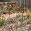 Vintage Metal Floral Stake Cast Iron Flower Yard Art Decor Rustic Plant Stakes  Outdoor Use