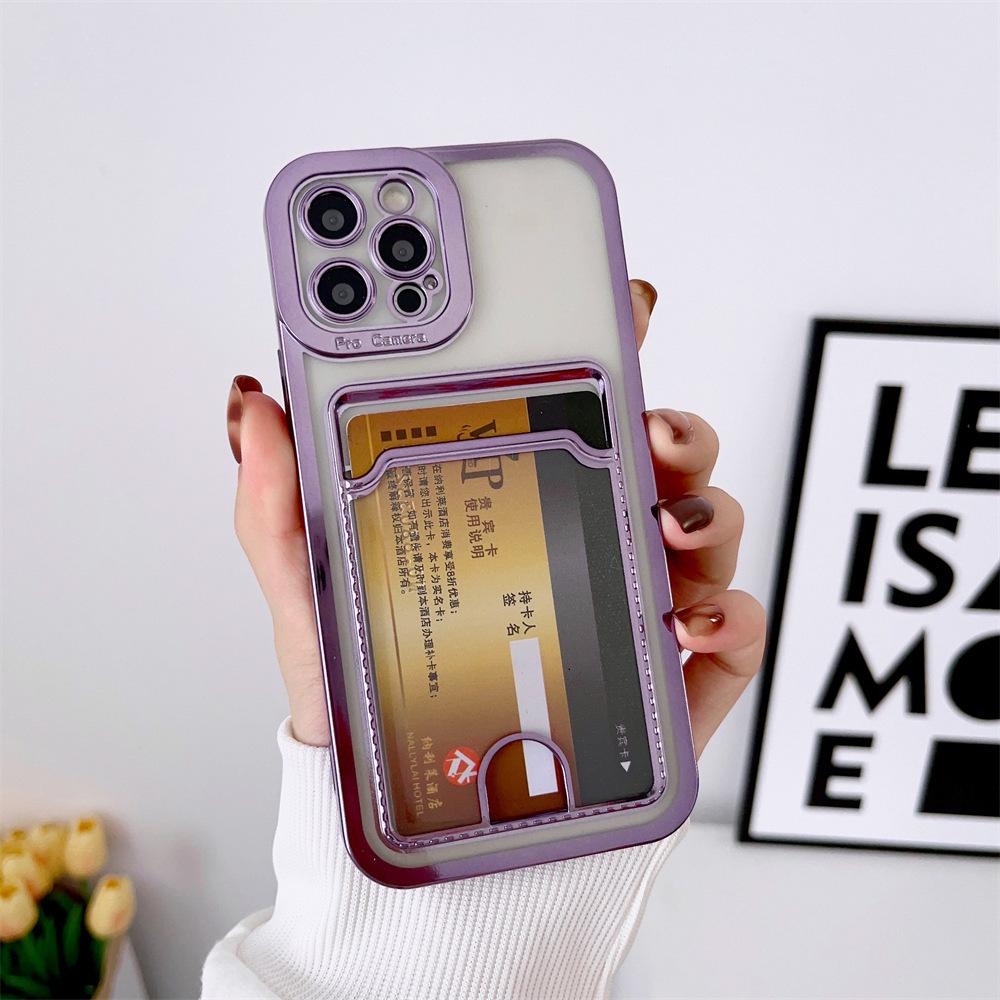 Applicable To IPhone16 Mobile Phone Case New Card 14 Apple 17 Protective Case 15 Promax Anti Fall Transparent Electroplating