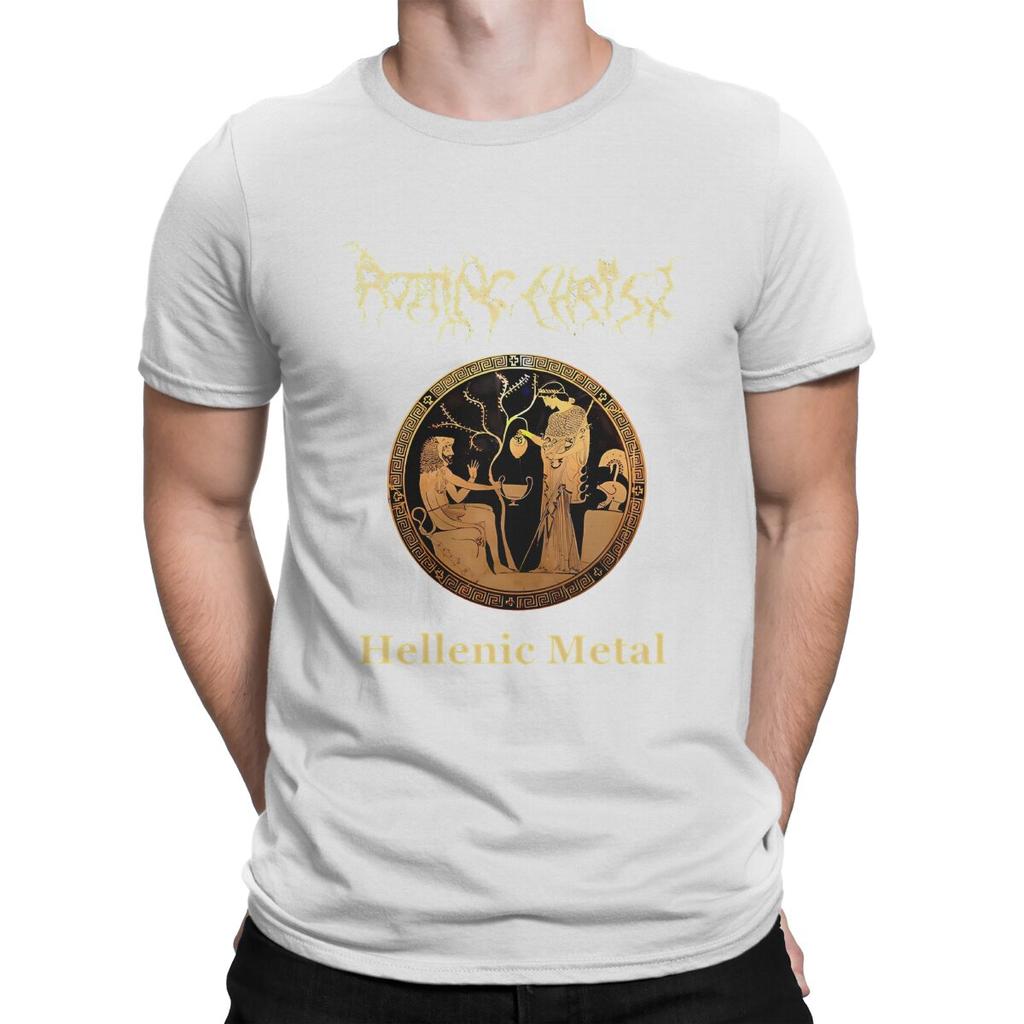 Men's Hellenic Metal- Greek Black Metal T Shirts Rotting Christ Pure Cotton Tops Awesome Short Sleeve Round Collar Tee Shirt