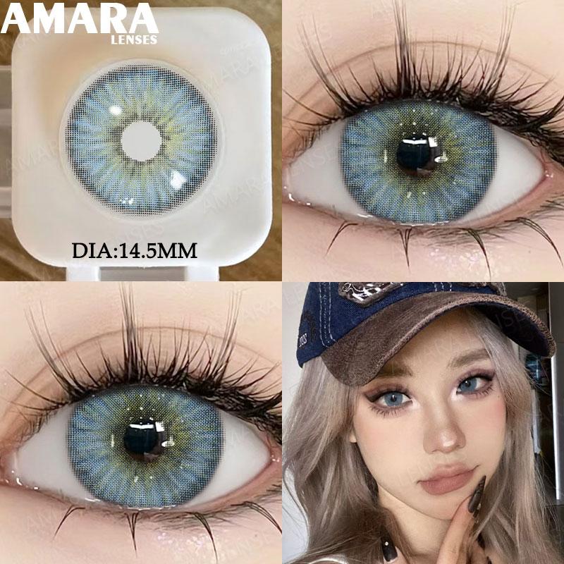 AMARA Schwarzfarbene Kontaktlinsen für Augen Braun Große Farbkontaktlinse Graue Kontaktlinse Natürlich gefärbte Pupillen softlenses Jährlich