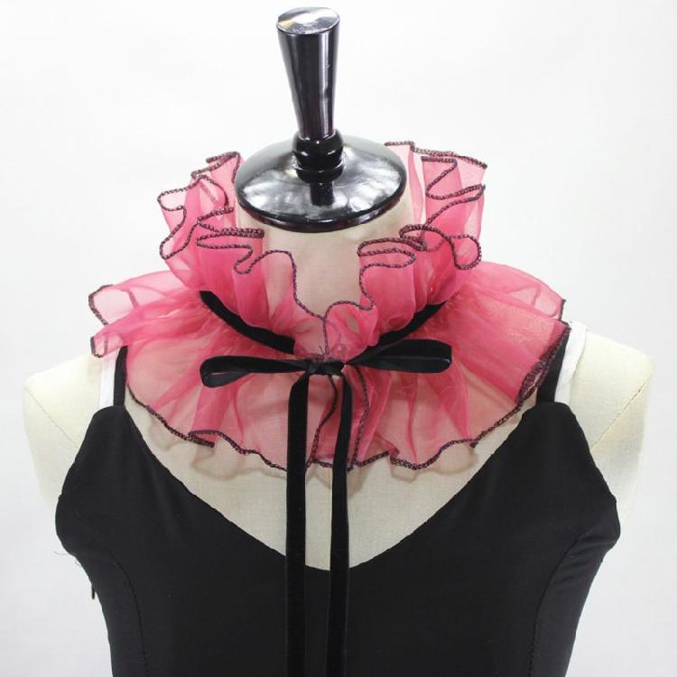 Adjustable Tie Ruffled Collar Organza For Victorian Age Costumes and Cosplay Halloween Accessory Collar