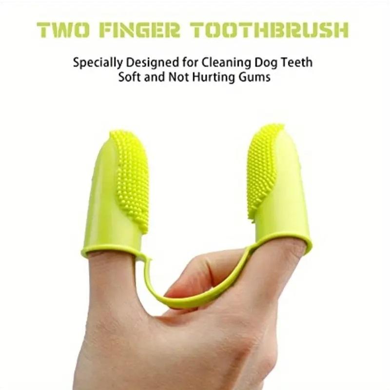 3pcs Dog Soft Double Finger Toothbrush Pet Teeth Clean Bad Breath Care TPR Tooth Brush Clean Tool Cats Toothbrush Accessories