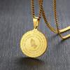 Men Stainless Steel Disc Pendant Praying Hands Bible Verse Prayer Medal Necklace Jewelry