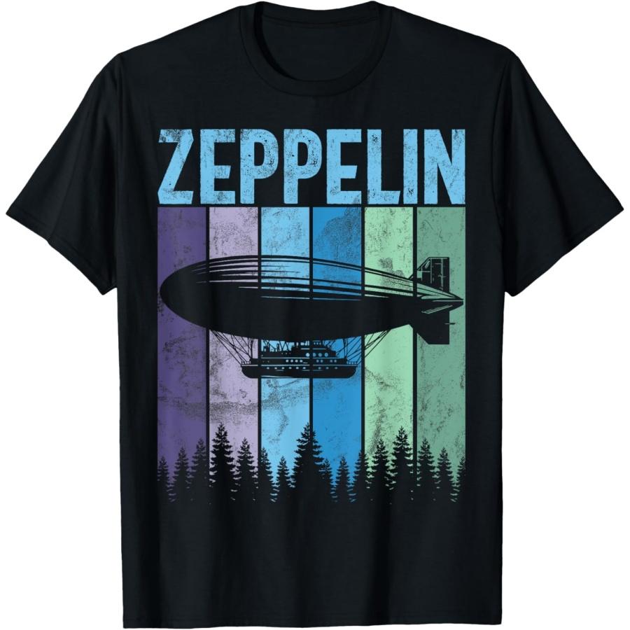 Ретро Цеппелин 70-е 80-е Дирижабль Аэростат Цепелин Зепплин Футболка S чёрный