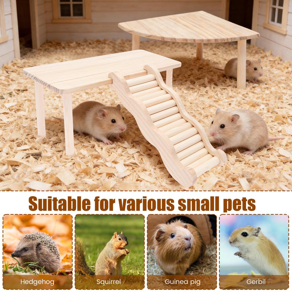 Wooden Hamster Ladder Platform Jumping Board Playground Hamster Climbing Stairs Toy Cage Accessories for Gerbils Small Pets
