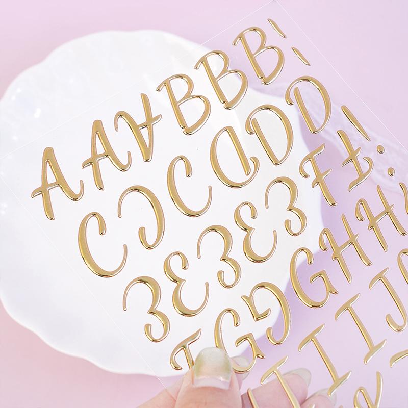 3 Sheets 3D Gold Letter Stickers Foam Alphabet Stickers and Number Sticker DIY Waterproof Aesthetic Art Fonts Decals Scrapbookin
