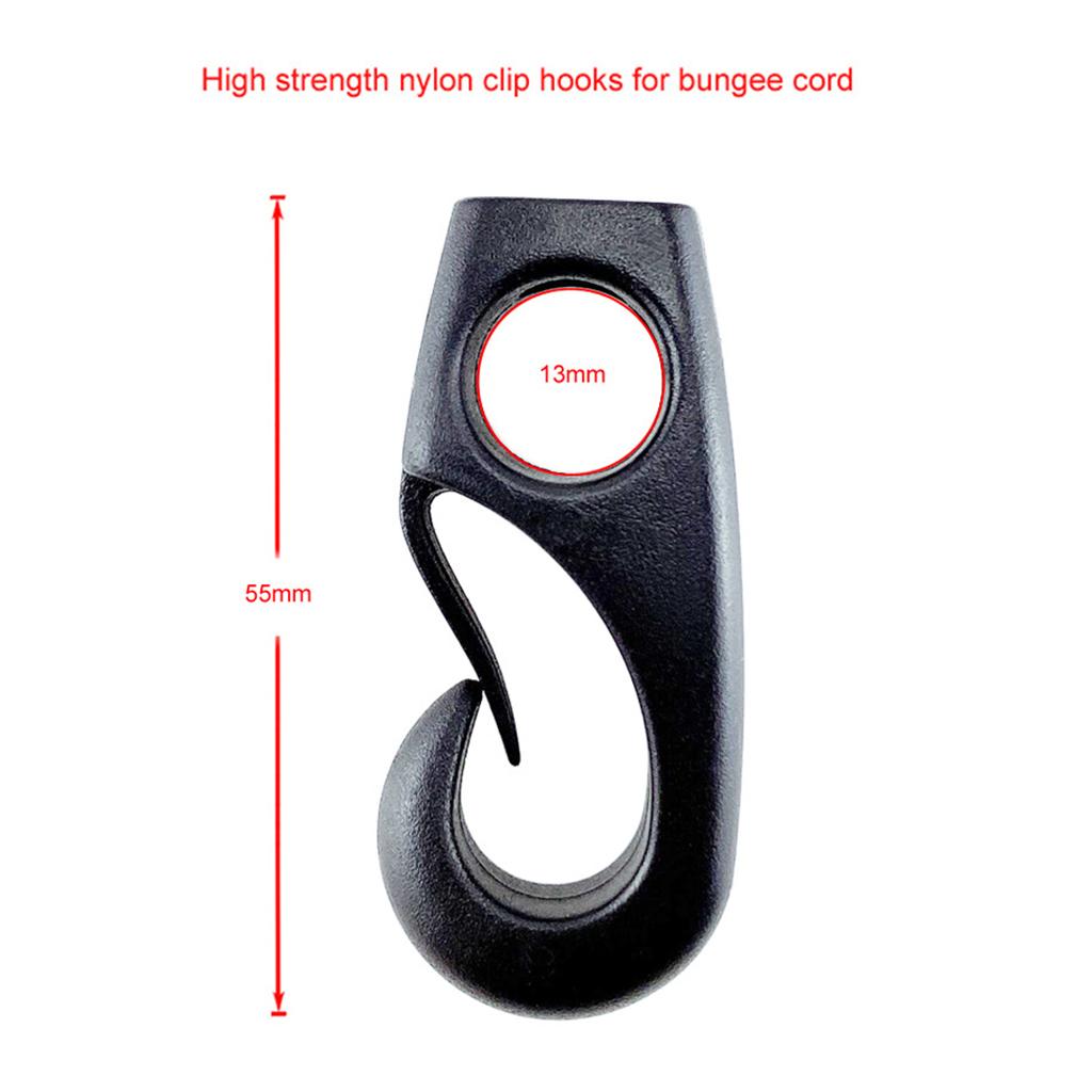 10pcs Black Heavy Duty Reusable Nylon Bungee Hooks with Shock Cord Elastic Boat Marine Rope Hooks for Camping Cargo Truck 7