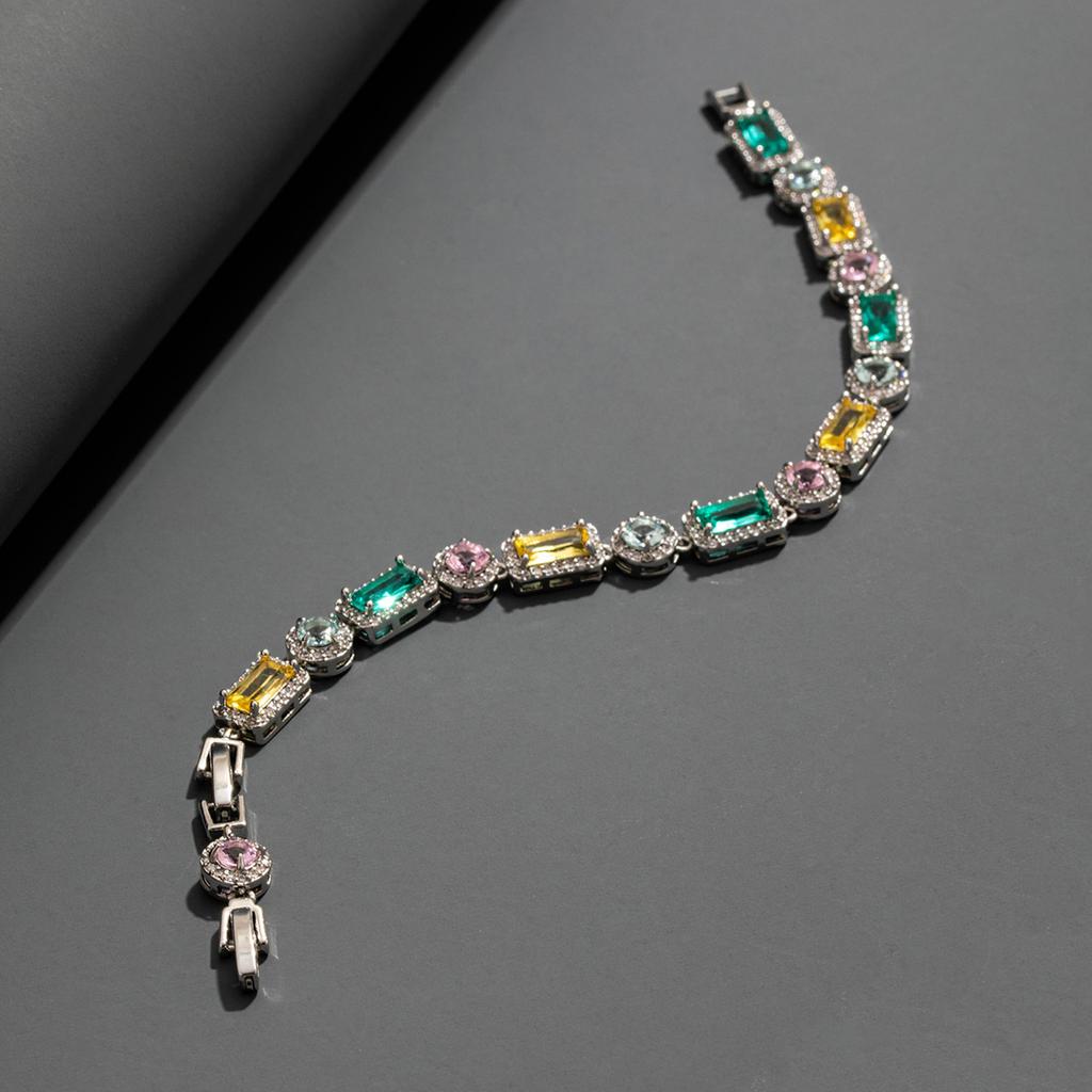 Adjustable Color Zircon Bracelet, Women'S Full Diamond Color Bracelet, Micro-Inlaid Zircon.