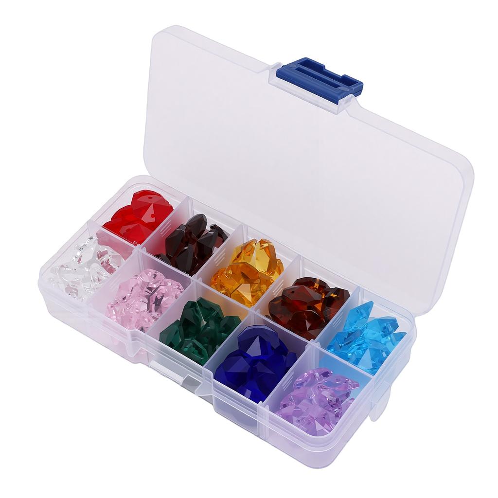 100 PCS 14mm Two Holes Crystal Octagonal Beads 10 Colors Double Cut Faceted Octagonal Glass Beads for DIY Arts Crafts