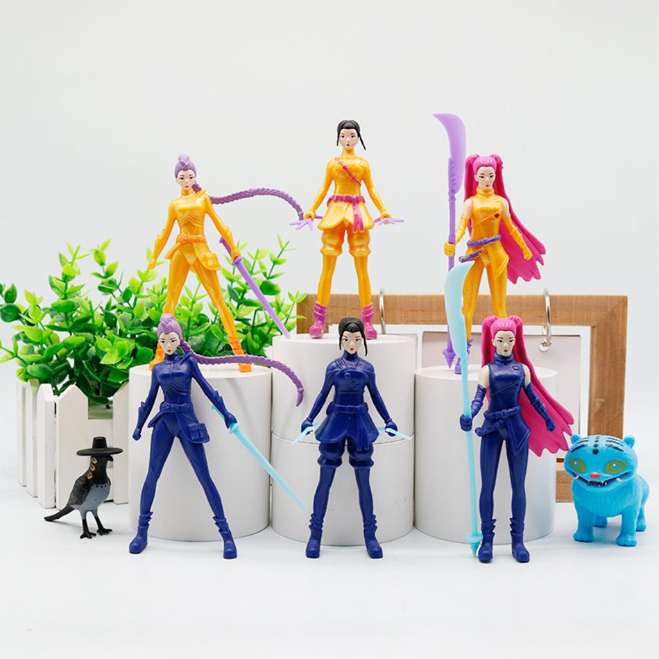 8pcs/Set Kpop Demon Hunters Action Figure Toy Derpys Tiger Rumi Mira Zoey Sussy Figurine Doll For Fans Gift