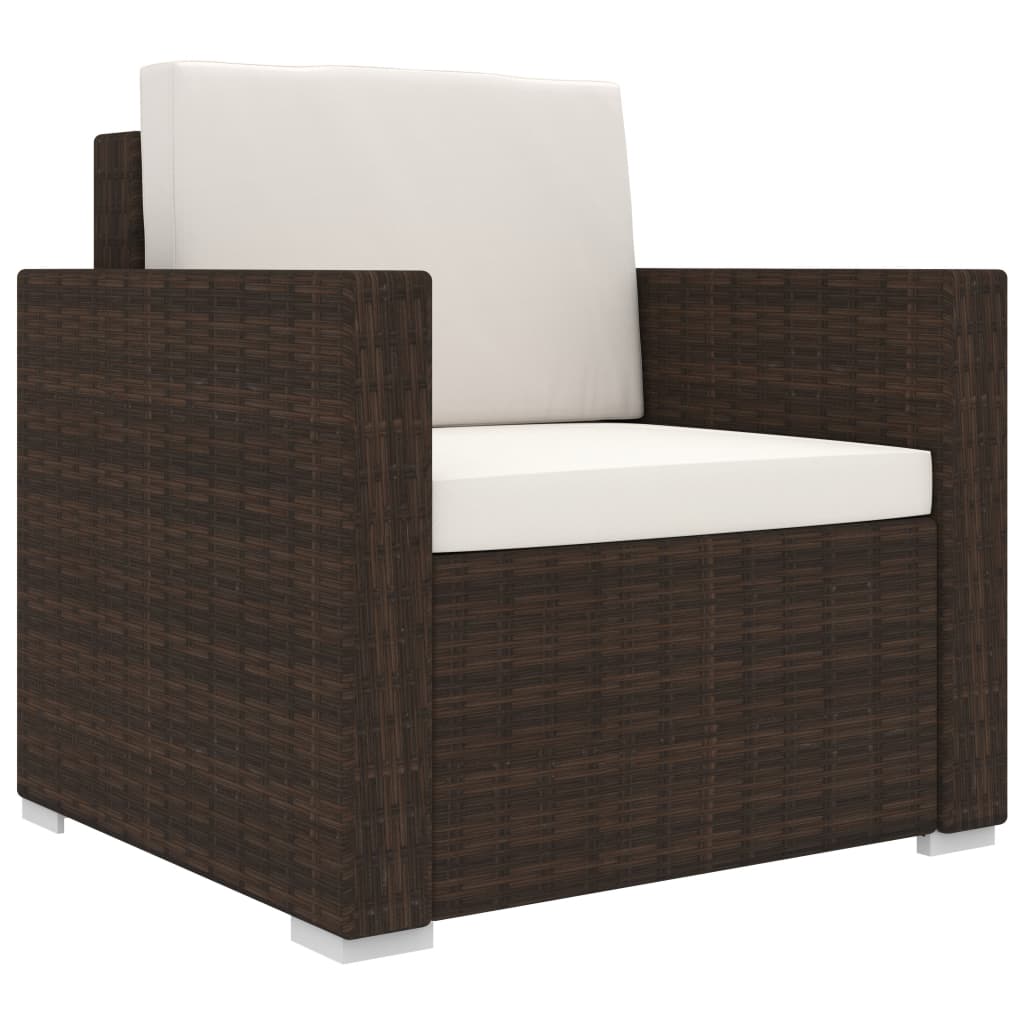 11 Piece Garden Lounge Set with Cushions Poly Rattan Brown