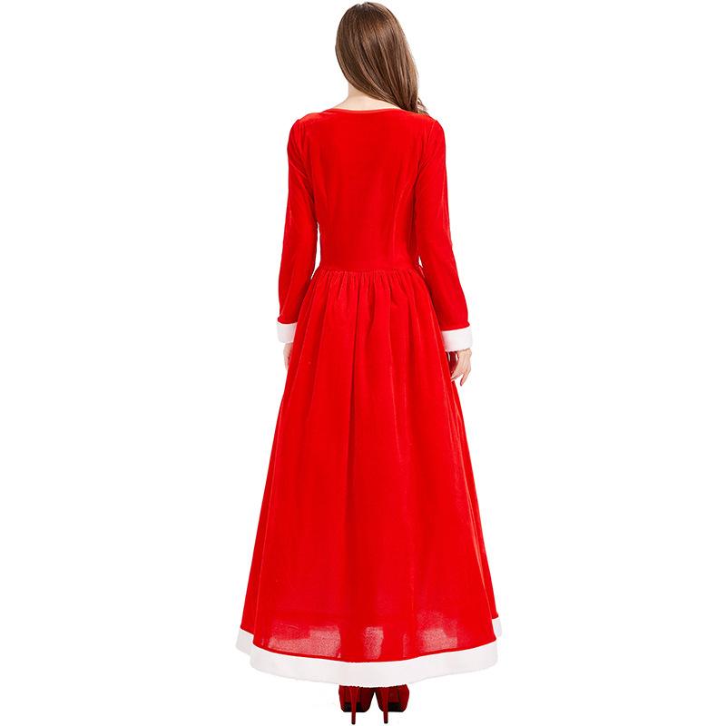 Adult Women Christmas Xmas Red Elf Velvet Hooded Shawl Cloak Dress Gown Set Halloween Role Play Dress Up Cosplay Costume