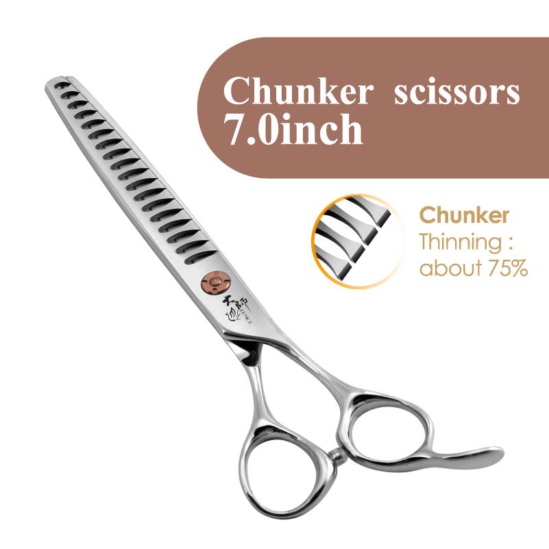 Fenice Japanese Steel 7 Inch Professional Pet Dogs Grooming Scissors Kit Straight&Curved &Thinner&Chunker&Fluffy Shear Scissors