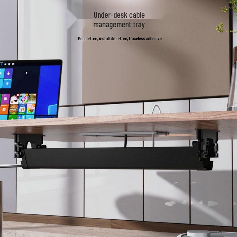 Under Desk Cable Management Rack: Executive Desk Organizer for Power Strips and Wires
