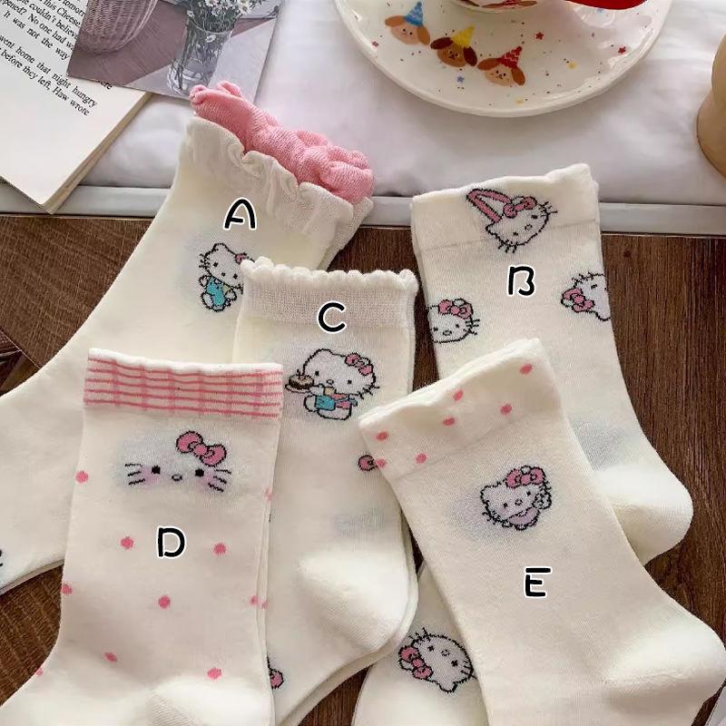 1Pair Kawaii Sanrio Cartoon Crew Socking Cute Anime Hello Kitty Harajuku Socks Girl Gift