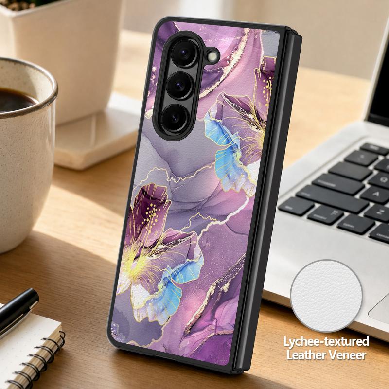 Watercolor Marble Case For Samsung Galaxy Z Fold 8 Ultra 7 6 5 Fold8 Fold7 Fold6 Luxury Leather Skin Hard Folding Phone Cover
