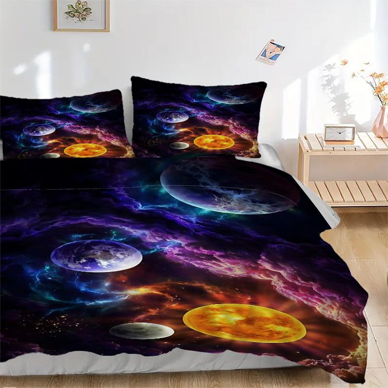 

3pcs Cosmic Nebula Duvet Cover Set - Machine Washable, Includes 1 Cover and 2 Pillowcases, No Core Included yy251013114 135x200cm