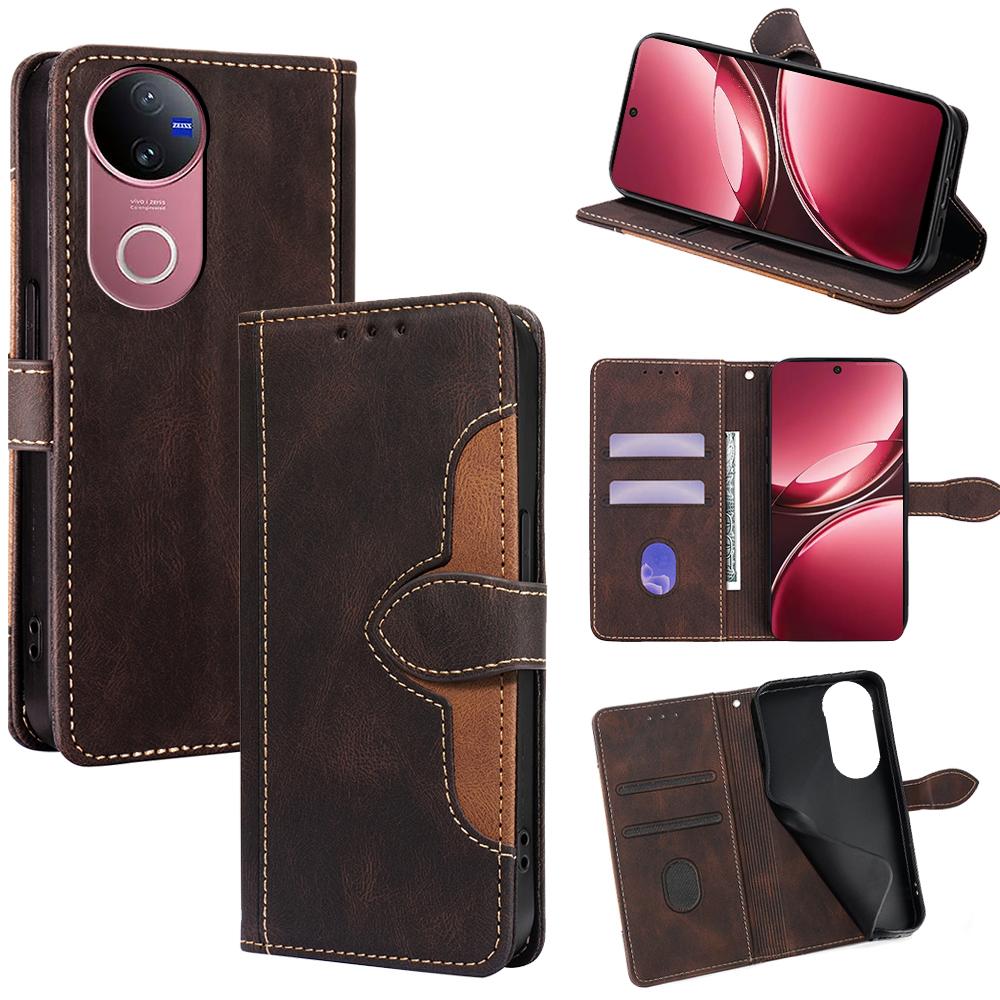 For Vivo V50 5G Case Leather Wallet Phone Cover with Straw Hat Magnetic Clasp