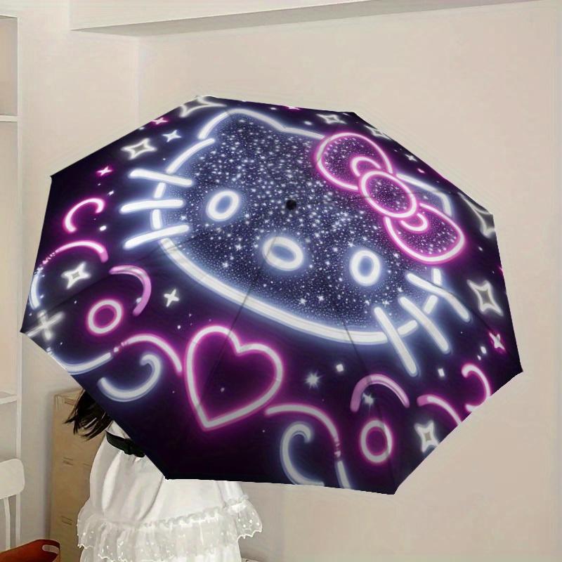 1pc Neon Hello Kitty Cosmic Glow Umbrella with Plastic Handle,Suitable for All Seasons Home Travel Outdoor UmbrellaSanlio566