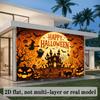 2D planar Halloween party banner background. Halloween theme featuring pumpkin lanterns flying witches and ghosts.zyc