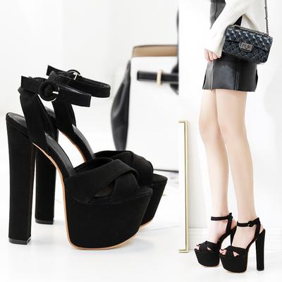 2025 17cm Dicker Absatz High Heel Dicke Sohle Wasserdicht Tischsandalen Model Laufsteg Hohe Sandalen ZYW-679-2