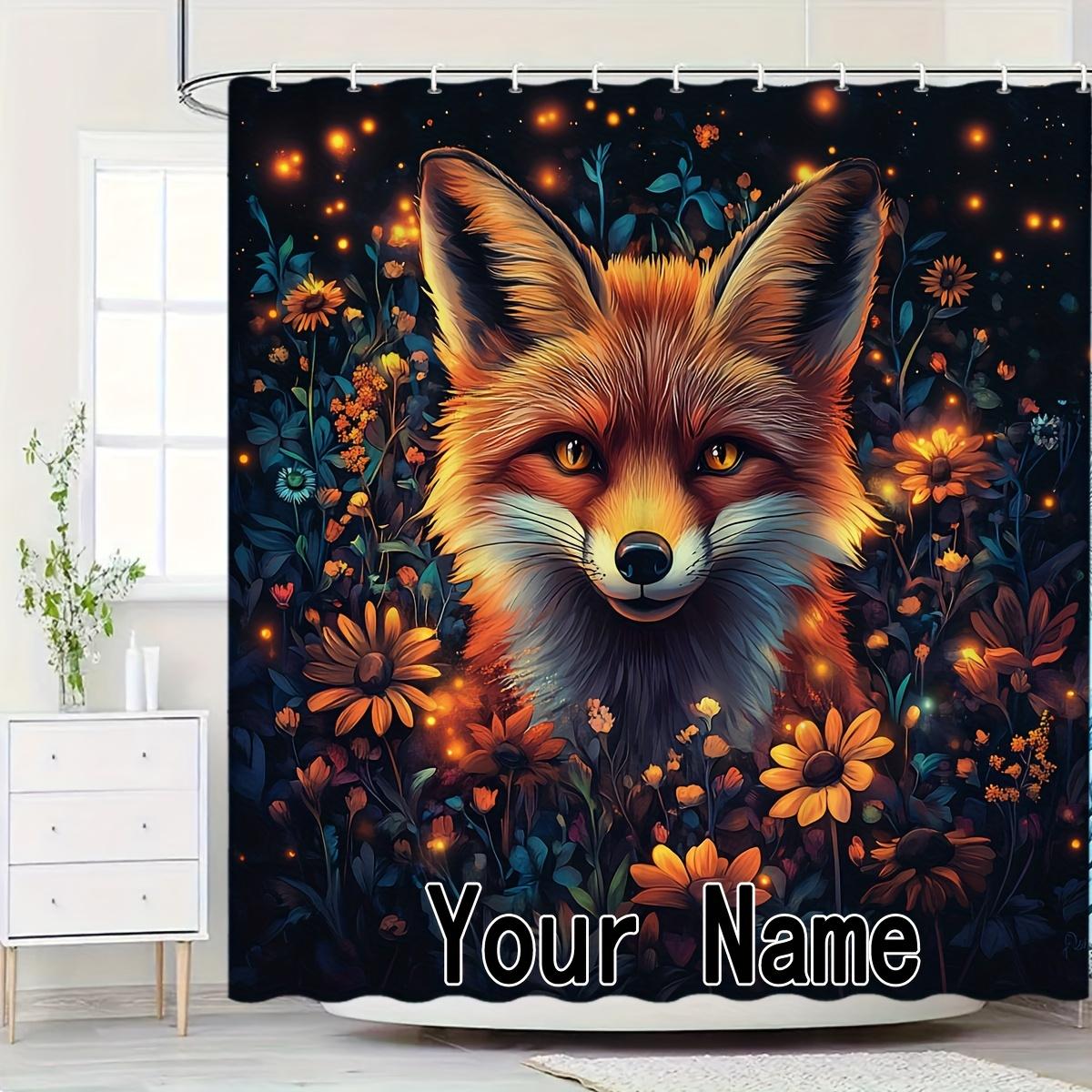 

Custom Name Fox Shower Curtain Waterproof Fabric Floral Animal Bath Curtain For Bathroom Decor W60H190(CM)-1 Pcs