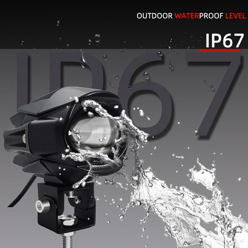 1/2pcs Motorcycle LED Fog Lights Yellow White Spotlight Auxiliary Lamp Universal Headlight Fit for Motorbike, Bicycle, Off-road, 4WD, ATV, SUV, UTV