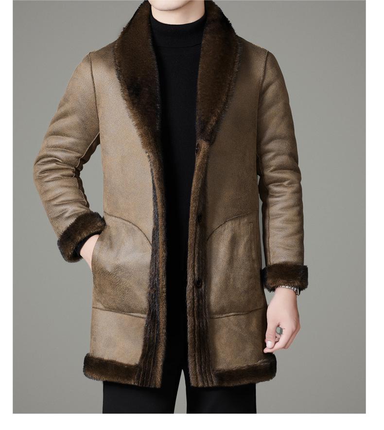 Wendbarer Nerz Herren Mittellanger Pelzmantel - 2025 Winter Revers Stil für Mittleres Alter Wärme