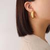European Winter 18K Gold C-shaped Geometric Ear Cuff Earrings for Women, Titanium Steel Ear Jewelry