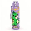 1PC Green Dinosaur Fun Kids Cartoon Print 750ml Color Plastic Sports Water Bottle Leakproof Flip Straw Lid Suitable for Sports Office Home Use