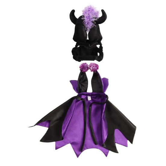 Pet Halloween Witch Costume Dog Wizard Cape Devil Horns Hat Set Pet Witch Cosplay Outfit for Cats Puppies