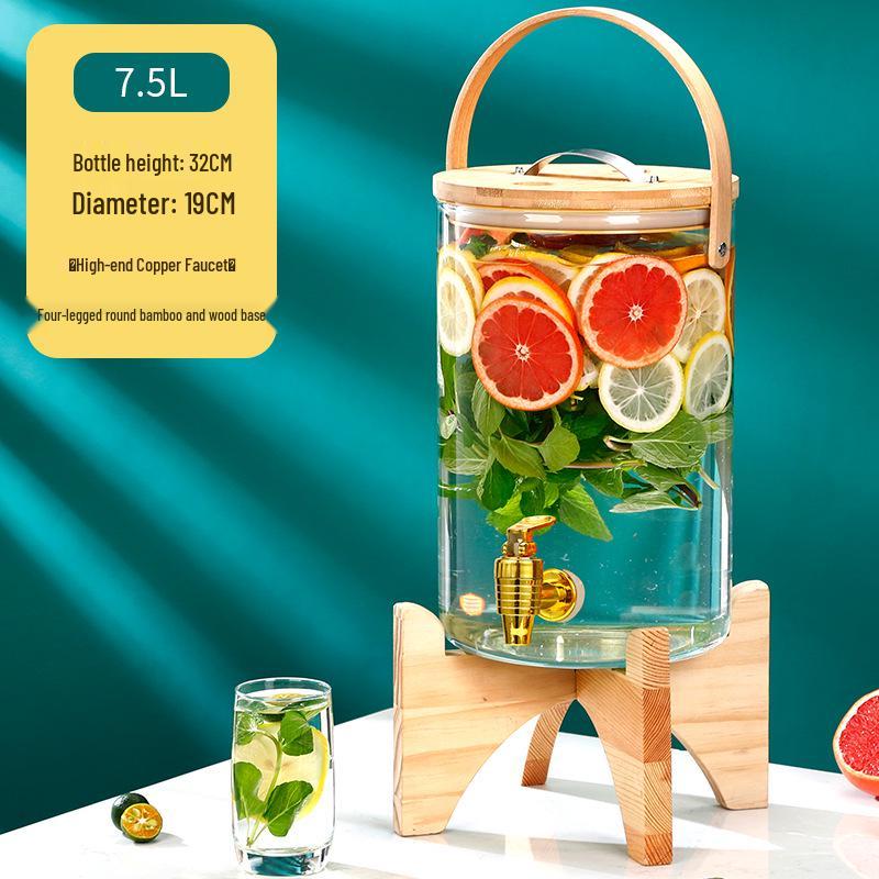 Large Capacity Glass Beverage Dispenser with Faucet for Cold Drinks and Fruit Tea