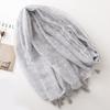Scarf Silk Scarf Plain and Elegant Light Color Intellectual Printing Soft Sunscreen Thin Fringed Shawl Women