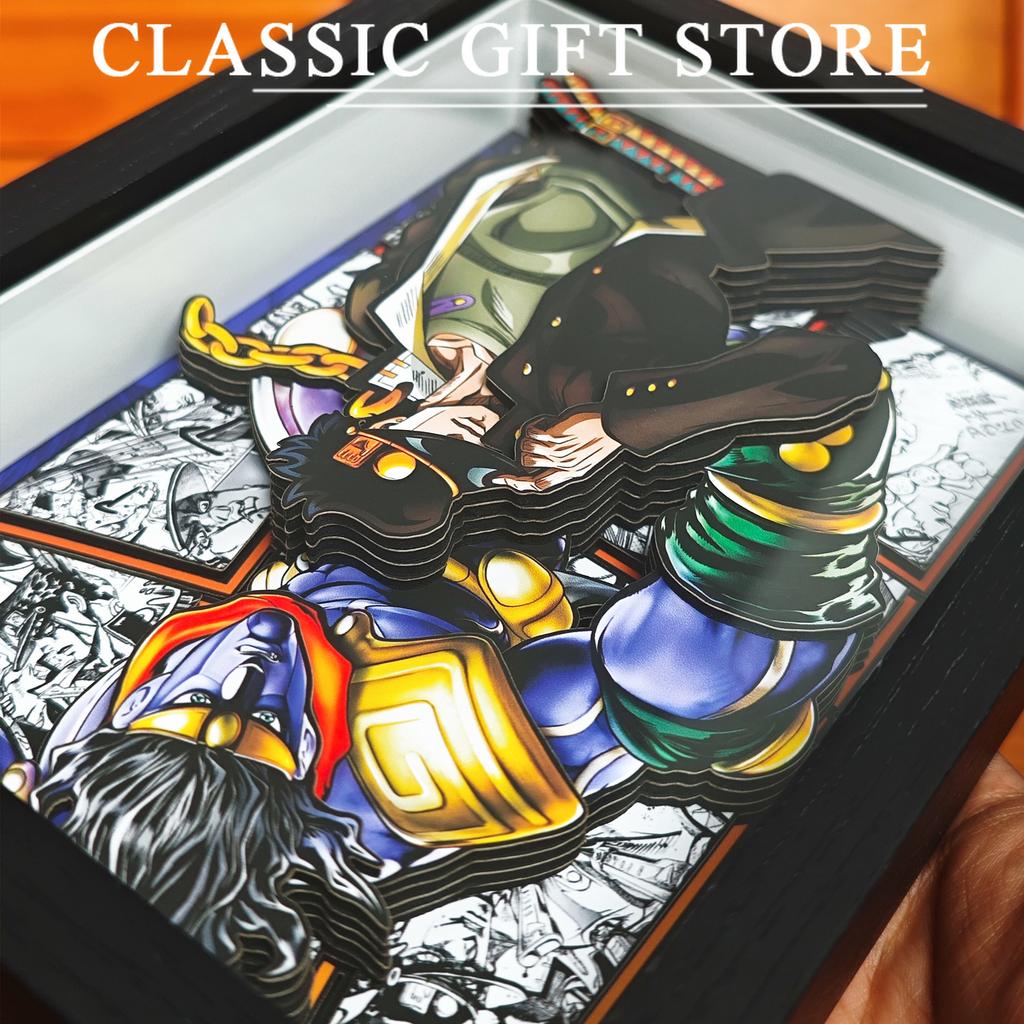 Classic Anime JoJo's Bizarre Adventure 3D Decorative Painting Cartoon Figure Handmade Decorative Picture Frame DesktopDecoration