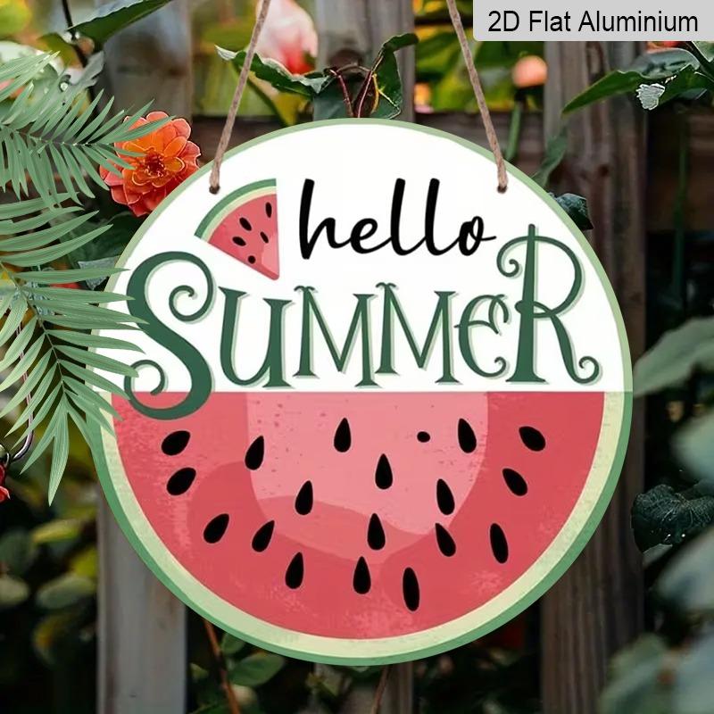 

2D Flat Aluminum Summer Watermelon-Themed Wall Art 7.87 Inches × 7.87 Inches Holiday Gift Perfect for Bedrooms, Living Rooms, Dining Rooms, Offices 1pc