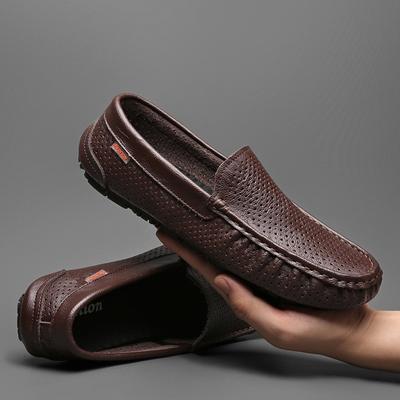 Men's Genuine Leather Casual Shoes Luxury Business Moccasins Loafers Flat Dress Social Outdoor Fashion Shoes For Men Summer 2024